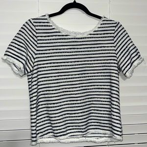 Short Sleeve Navy & White Stripped Top